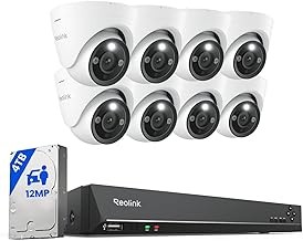 REOLINK RLK16-1200D8-A 12MP PoE Security System 8 Cameras, Person/Vehicle/Pet Detection, Spotlights, Two-Way Talk, 16CH NVR, 4TB HDD