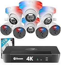 Swann 4K 8CH NVR System 4 Bullets & 4 Dome Cameras, AI Detection, Lights & Sirens