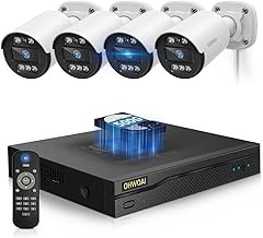 OHWOAI AHD5004 Wired DVR Security Camera System 122° Wide-Angle, 80ft Night Vision, Weatherproof Design