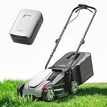 LiTHELi LVM01Z-1 Battery Powered Push Lawn Mower (14-Inch, Brushless, 5.0Ah Battery, Lightweight)