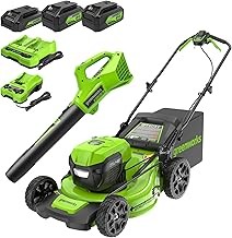 Greenworks 48V Battery Powered Self-Propelled Lawn Mower (21-Inch, Two 5.0Ah Batteries, Blower Combo Kit)