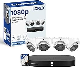 Lorex 1080p 8CH Wired DVR Security Camera System 1TB Storage, 4 Dome Cameras, Smart Motion Detection, IP67