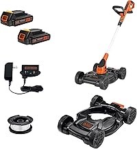 BLACK+DECKER MTC220 Battery Powered Push Lawn Mower (12-Inch, 3-in-1 Mower/Edger/Trimmer Combo)