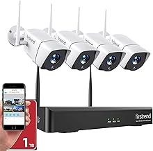 Firstrend 8CH Wireless NVR Security System 4 Cameras, 1080p HD, 1TB Storage, Night Vision, Motion Alerts