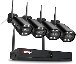 Anssipo ANSSIPO4X3MPNVR 4K Wireless Security Camera System 4x3MP Cameras, 8CH Wi-Fi NVR, Color Night Vision