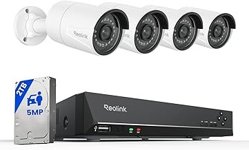 REOLINK RLK8-410B4-5MP 8CH 5MP Security System 4 Cameras, Person/Pet/Vehicle Detection, 4K NVR, 2TB HDD