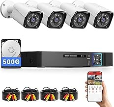 VORGUT 4CH 5MP Lite Wired DVR Security Camera System 500GB Storage, 4 Cameras, Human Detection, Night Vision