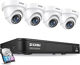 ZOSI 3K 5MP Lite 8CH Wired DVR Security Camera System 1TB Storage, AI Detection, 4 Dome Cameras, 80ft Night Vision