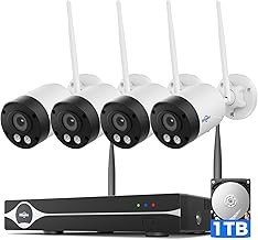 Hiseeu 4K 8MP Wireless Security System 4 Cameras, Color Night Vision, Motion Detection, Expandable NVR